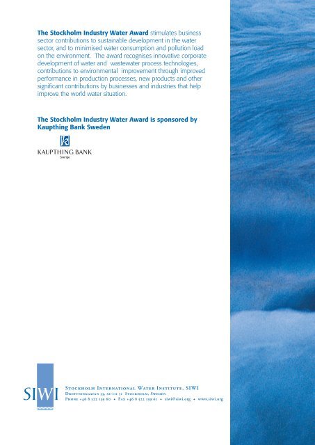 Invitation to Nominate 2006 Stockholm Industry Water Award - IVA