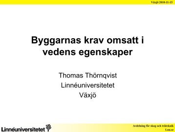 Presentation av Thomas ThÃ¶rnqvist, professor vid ... - IVA