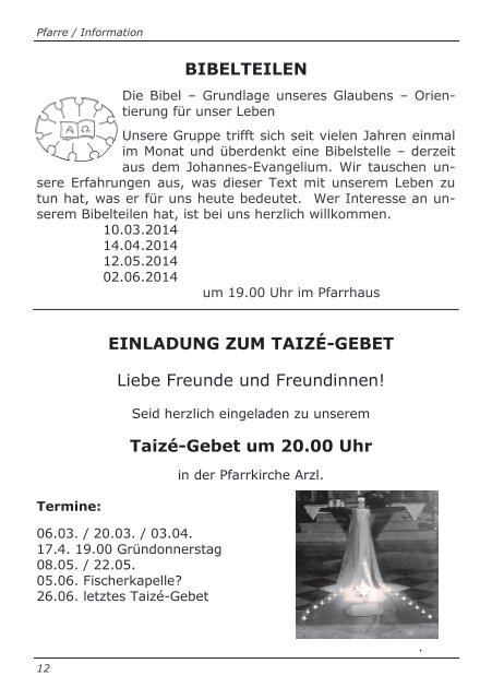 Pfarrbrief Innsbruck / Arzl - Nr. 1 Fastenzeit / Ostern 2014