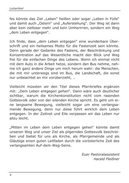 Pfarrbrief Innsbruck / Arzl - Nr. 1 Fastenzeit / Ostern 2014