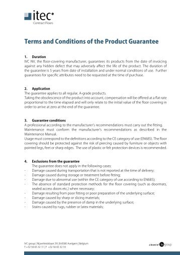 Terms and Conditions of the Product Guarantee - IVC Group