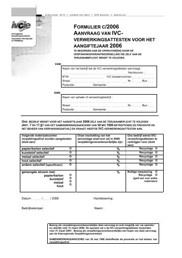 formulier c/2006 aanvraag van ivc- verwerkingsattesten voor het ...