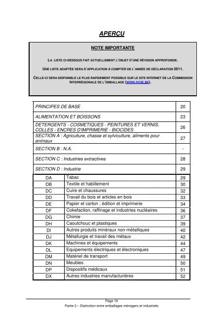 Concepts relatifs aux emballages