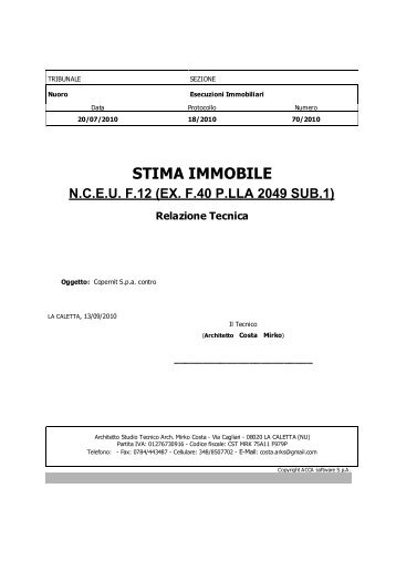 RELAZIONE DI STIMA SUB 2049 - Asta Giudiziaria