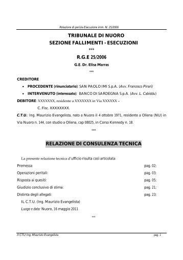 tribunale di nuoro sezione fallimenti - esecuzioni ... - Asta Giudiziaria