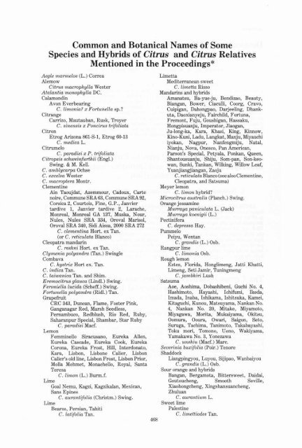 Common and Botanical Names of Some Species and Hybrids ... - IVIA