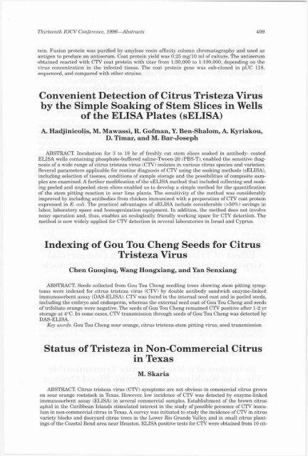 ABSTRACTS Defective RNA Molecules Associated with Citrus ... - IVIA