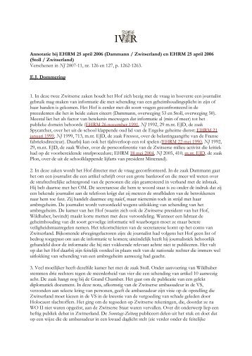 Annotatie bij EHRM 25 april 2006 (Dammann / Zwitserland ... - IViR
