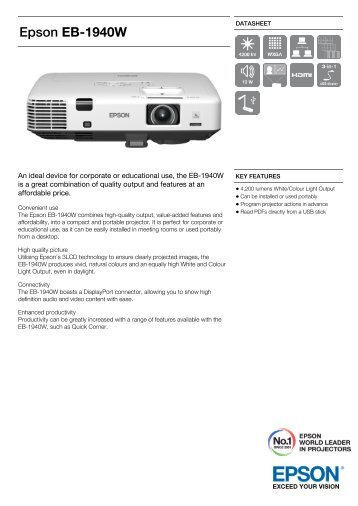 Epson EB-1940W pdf brochure - Projectors from ProjectorPoint