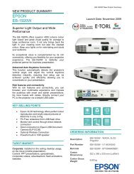 Epson EB-1920W pdf brochure - Projectors from ProjectorPoint