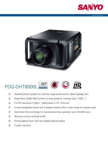 Sanyo PDG-DHT8000L Brochure