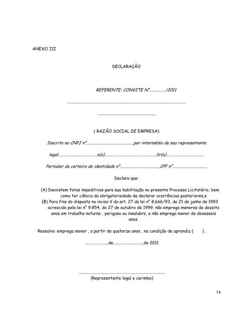 EDITAL DE CARTA CONVITE NÂ° 032/2011 Edital de Carta Convite ...