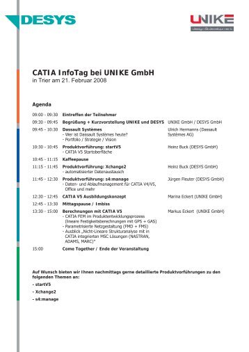 CATIA Infotag bei UNIKE Gmbh - DESYS