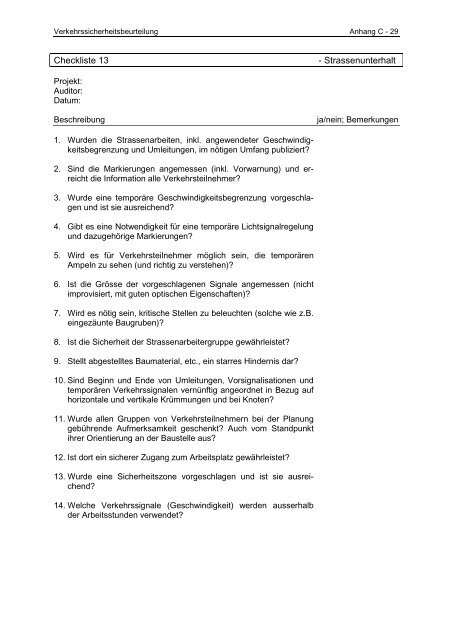 Verkehrssicherheitsbeurteilung (VSB) (Safety Audit) - IVT - ETH ZÃ¼rich