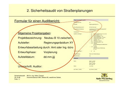 Sicherheitsaudit von Planungen für Bundesfern- und Landesstraßen ...