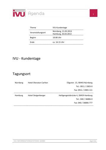 Agenda - IVU Informationssysteme GmbH