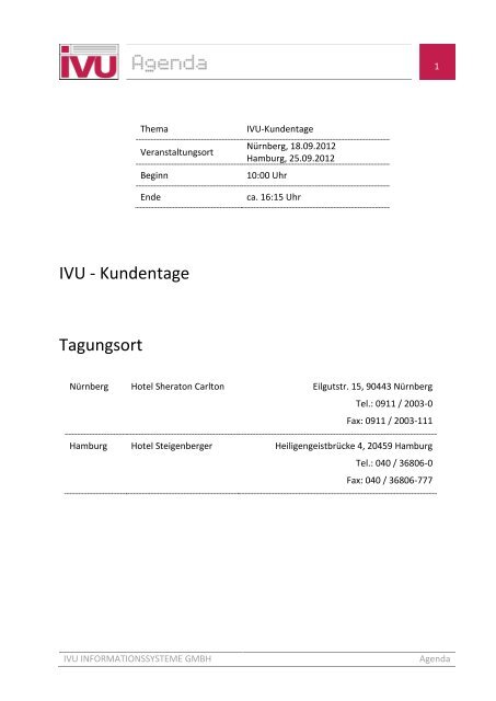 Agenda - IVU Informationssysteme GmbH