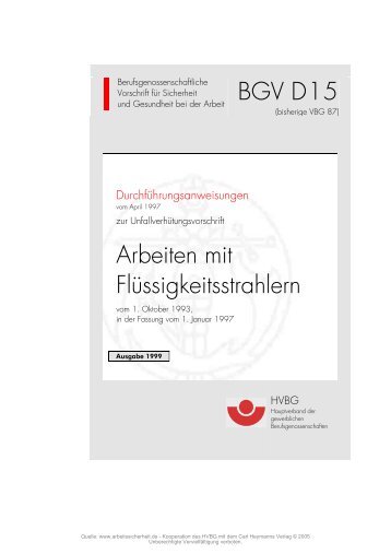 BGV D15 Arbeiten mit Flüssigkeitsstrahlern - DeCon GmbH