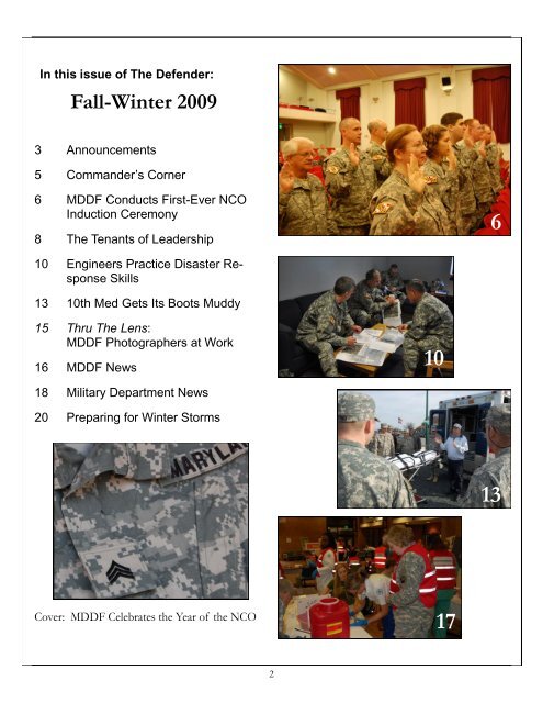 The Defender, Winter 2009 - Maryland Defense Force - Maryland.gov