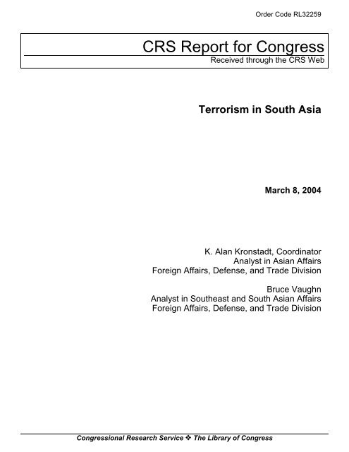 Terrorism in South Asia - University of Maryland School of Law