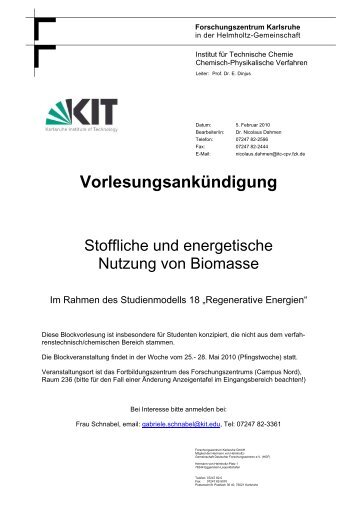 VorlesungsankÃ¼ndigung - am IWE - KIT