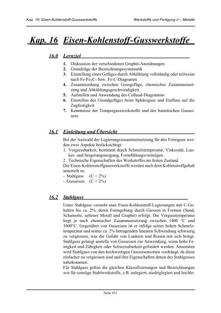 Kap. 16 Eisen-Kohlenstoff - Gusswerkstoffe - IWF