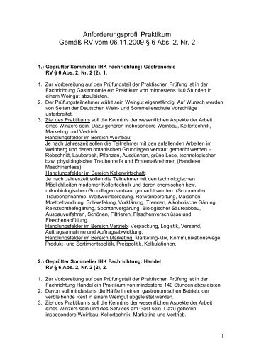 Anforderungsprofil Praktikum GemÃ¤Ã RV vom 06.11 ... - IHK Koblenz