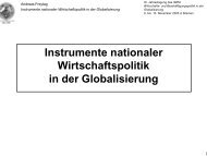 Instrumente nationaler Wirtschaftspolitik in der Globalisierung