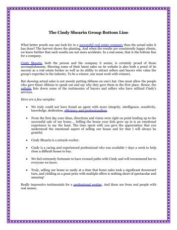 The Cindy Shearin Group Bottom Line