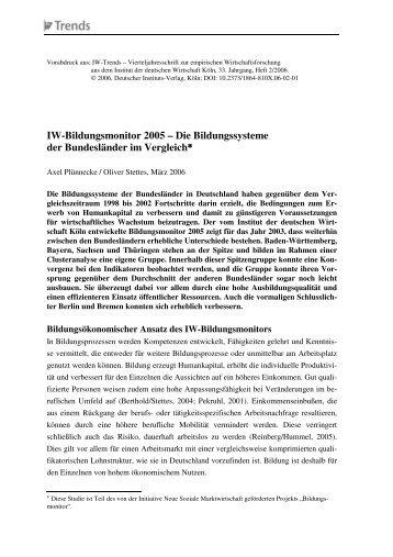 IW-Bildungsmonitor 2005 â Die Bildungssysteme der BundeslÃ¤nder ...