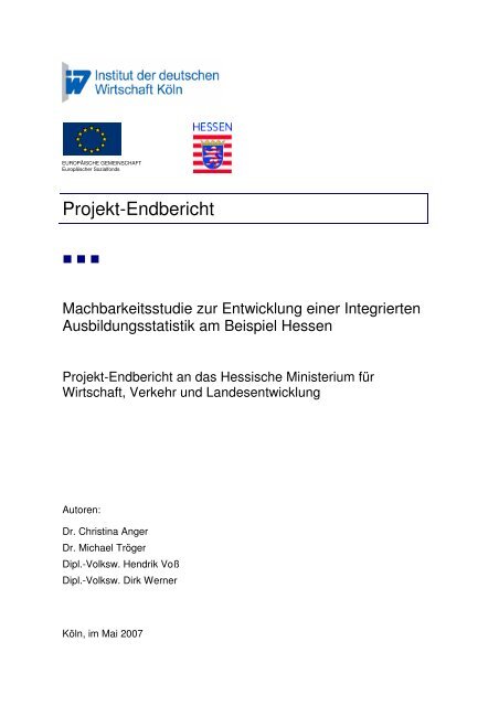 Machbarkeitsstudie Zur Ausbildungsstatistik Hessen Iw