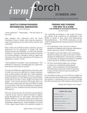 Summer 2006 - International Waldenstrom's Macroglobulinemia ...