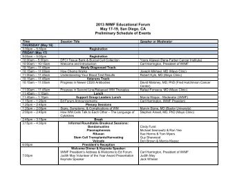 2013 IWMF Educational Forum May 17-19, San Diego, CA Preliminary ...