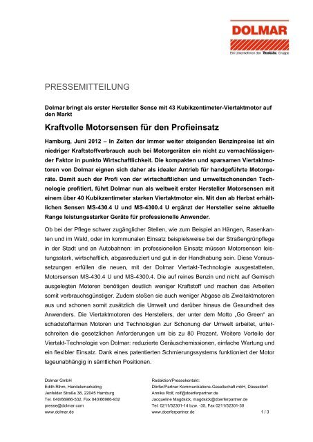 Kraftvolle Motorsensen für den Profieinsatz - Dörfer/Partner