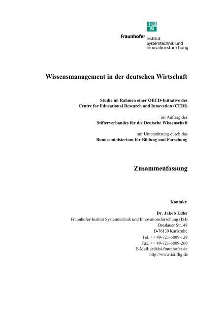 Wissensmanagement in der deutschen Wirtschaft Zusammenfassung