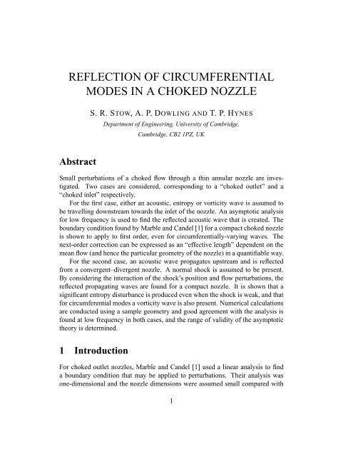 reflection of circumferential modes in a choked nozzle - IWR