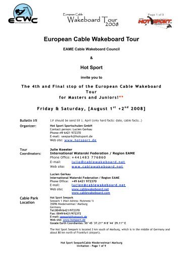 European Cable Wakeboard Tour - IWWF