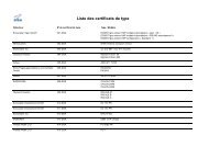 Liste des certificats de type