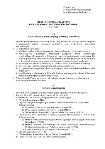 Regulamin Biura KIP w Toruniu (142.37 KB 28.12 - Izba Skarbowa ...