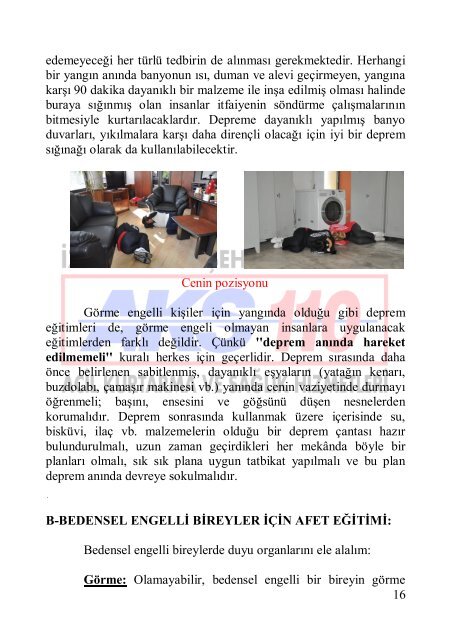 engelli bireylere deprem eÄitimi