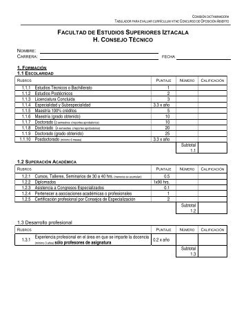 tabulador - Facultad de Estudios Superiores Iztacala