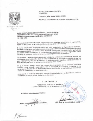 Nuevo formato del comprobante de pago nominal - UNAM
