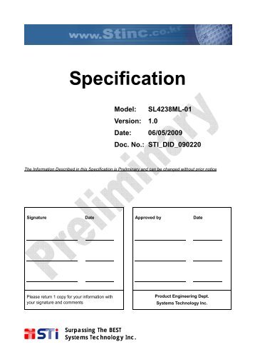 SL4238ML-01 Bar LCM Specification