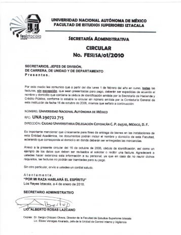 secretarÃ­a administrativa - Facultad de Estudios Superiores Iztacala ...