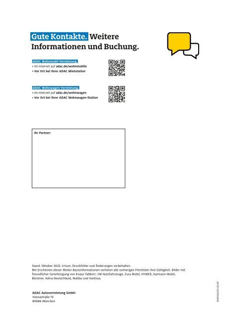 ADAC Wohnmobil-Vermietung / Mieter-Basisinformationen