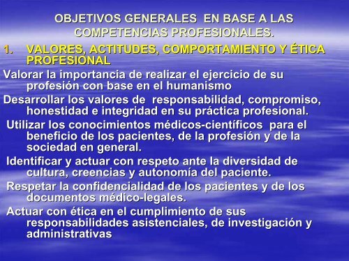 competencias y objetivos generales del plan