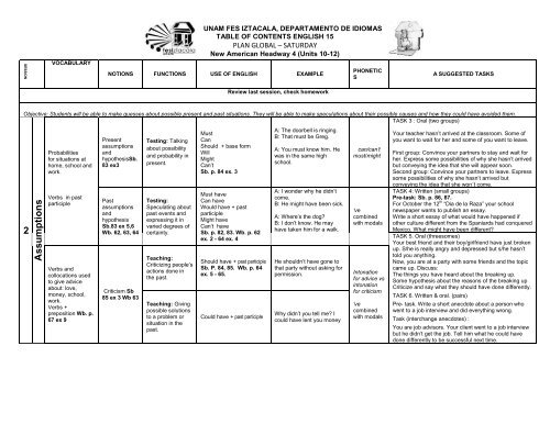 Aim: At the end of level 15, students will use an accurate ... - UNAM