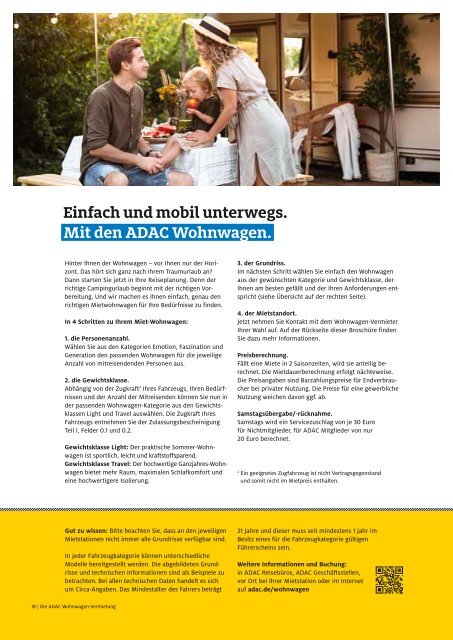 ADAC Wohnwagen-Vermietung / Mieter-Basisinformationen