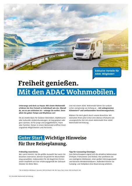 ADAC Wohnwagen-Vermietung / Mieter-Basisinformationen