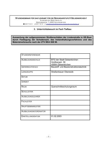 3. Unterrichtsbesuch im Fach Tiefbau Auswertung ... - J-vogedes.de